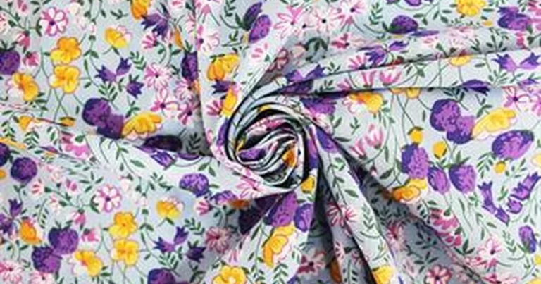 Printed lawn fabric with a colourful floral pattern